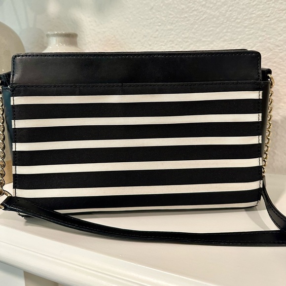 Kate Spade Angelica Black and Cream Striped Crossbody Bag - Picture 2 of 14